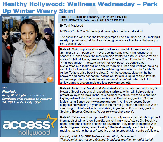 Access Hollywood Features The Ambe Private Client Formula